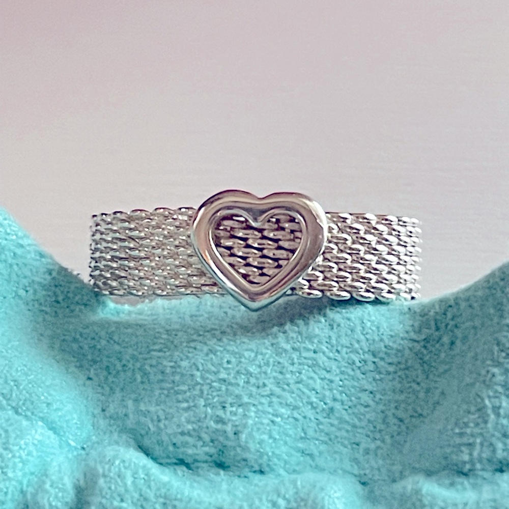Tiffany & Company Sterling Silver Somerset Heart Ring size 10